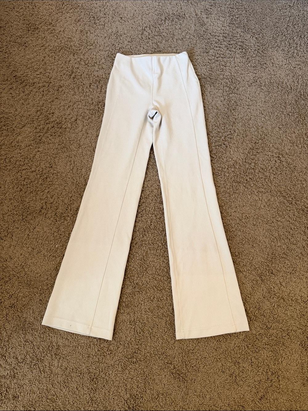 Lululemon Softstream Pants Cream Ribbed Flare Pants